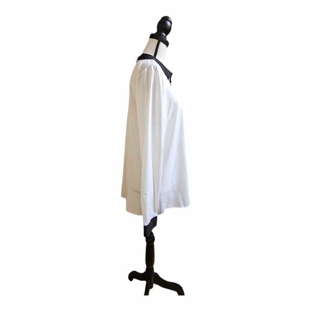 NWT Worthington White with Black Long Sleeve Button-Down Shirt Size XL - Picture 3 of 13